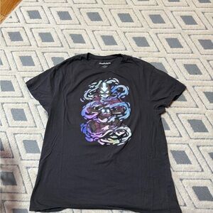 Black Graphic T-Shirt with Colorful Design